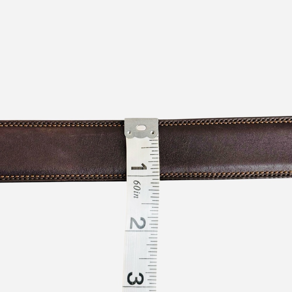 COACH Brown Genuine CalfSkin & Solid Brass Buckle Classic Men’s Belt Sz 32/80cm - Picture 7 of 8